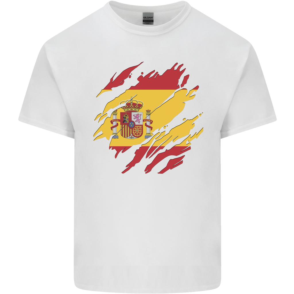 Torn Spain Flag Spanish Day Football Unisexs Light Cotton TShirt