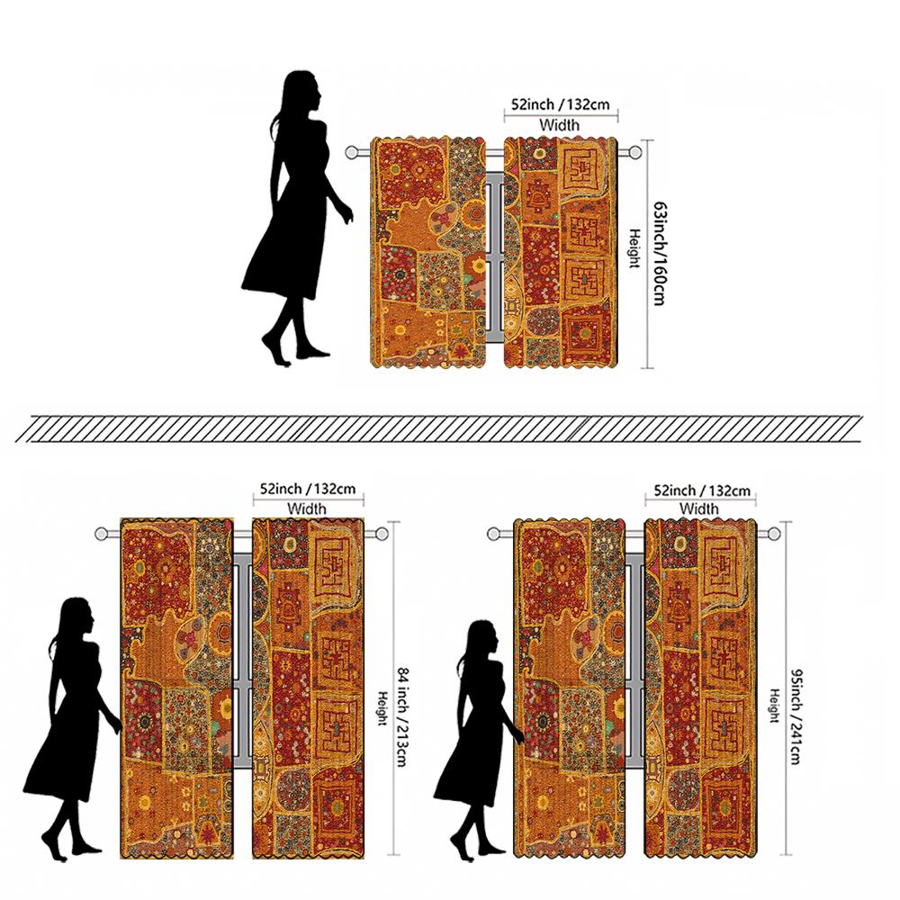 Piece Set High Definition Digital Printed Curtain Colorful Patchwork Style Curtainhome Decoration Bohemian Made Of Polyester Washable