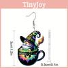 Tea Themed Halloween Cup Wizard Pattern Women Acrylic Earrings Festival For