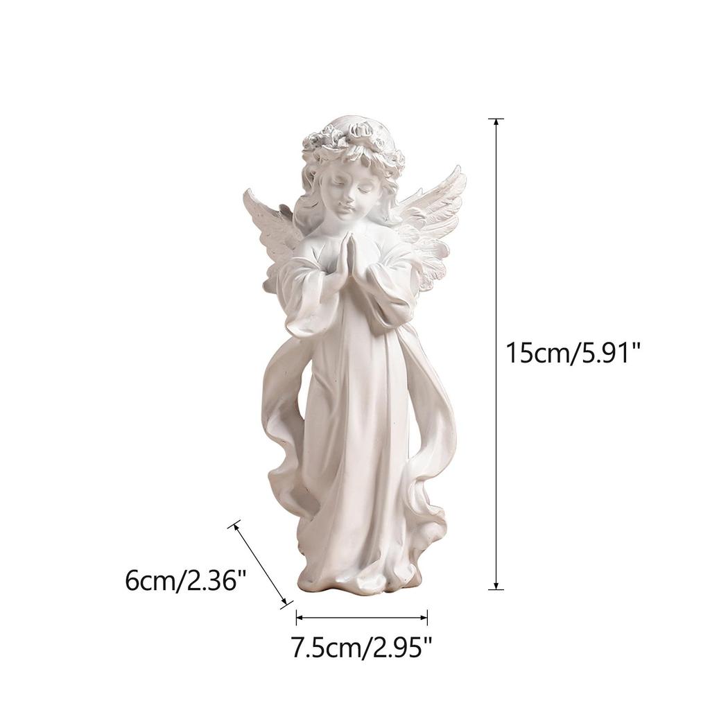 Cute Resin Praying Angel Figurine European Style Fairy Prayer Angel Shelf Sculpture Desktop Ornament