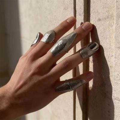סט טבעות מפרק אצבע בעיצוב אמנותי, צבע כסף, טבעות לכל האצבעות, סגנון היפ-הופ, לגברים ונשים