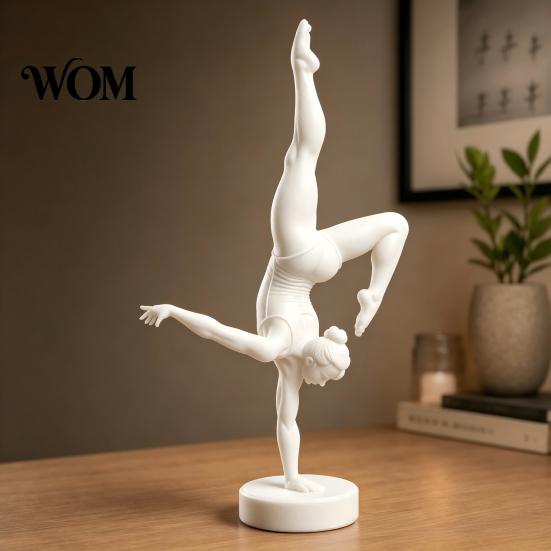 Versatile White Table Decor 3D Printed Rhythmic Gymnastics Figurine, Modern Minimalist Art Sculpture, Elegant Interior Design Accents Handstand Ballet