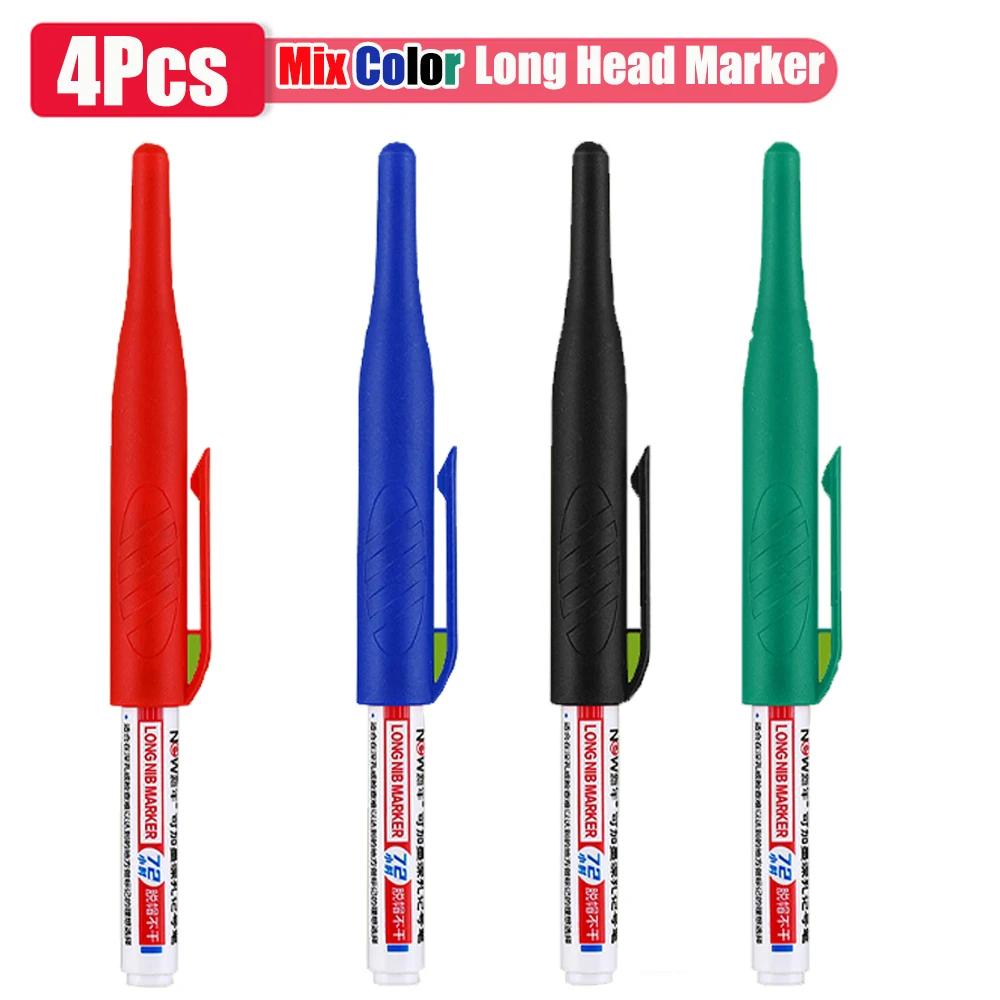 1-8pcs 32mm Long Head Markers Pen Multi-purpose for Woodworking Tile Decoration Deep Hole Marker Pens Red/Black/Blue/Green Ink
