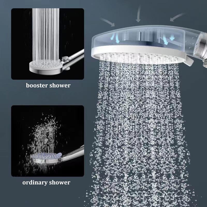 Five-speed Large Water Spray Multi-function Booster Shower Head Matte Black Handheld Shower Head Set