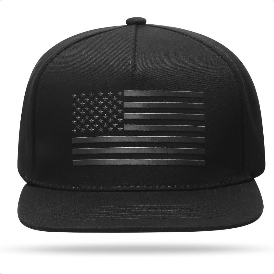 Baseball Cap Snapback Trucker Hat for Men Women with American Flag and Adjustable Breathable Mesh Flat Bill Hats