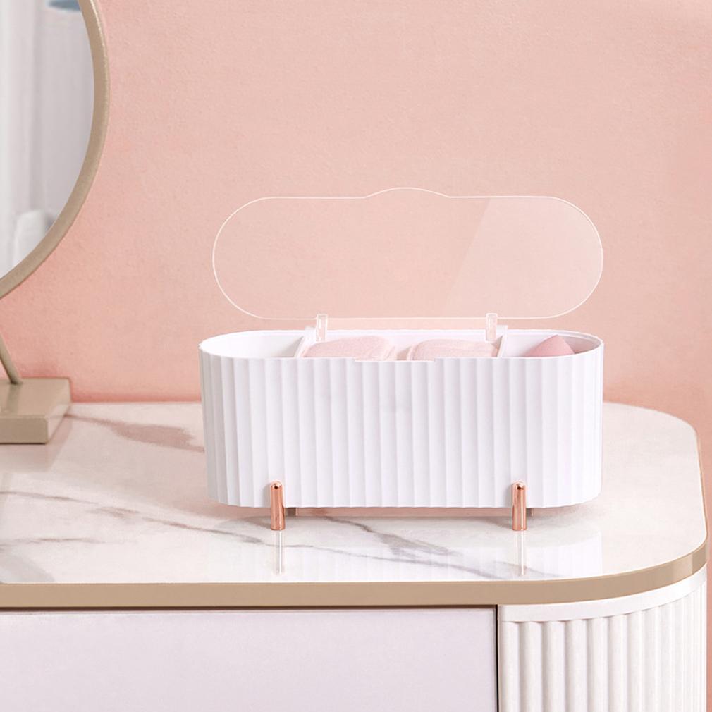 Dust-proof Makeup Organizer Desktop Cosmetics Storage Box Cotton Pads Swabs Beauty Egg Holder Bathroom Jewelry Organizer