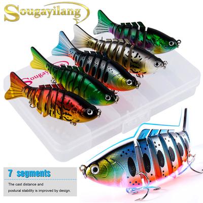 Esche da Pesca al Black Bass Swimbait Multiarticolata 7 Segmenti Trota Realistica Topwater Crankbait Amo Esche Dure