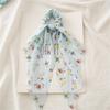 Women Hair Tie Floral Print Long Ribbon Chiffon Fabric Hair Rope Bun Half-Tied Hairstyles Ponytail Holder Hair Accessory
