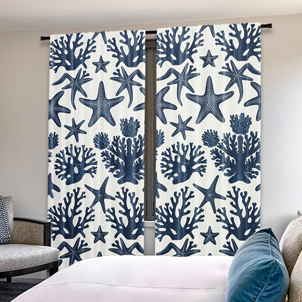 Set Of 2 Ocean Style Window Curtain Valance Country Inspired Short Curtains Living Room Bedroom Dining Home Decor Polyester Ideal For