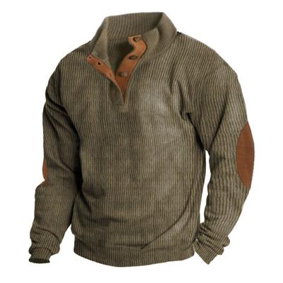 Autumn and Winter Men's Outdoor Jacket Corduroy Casual Stand Up Collar Long Sleeved Sweatshirt