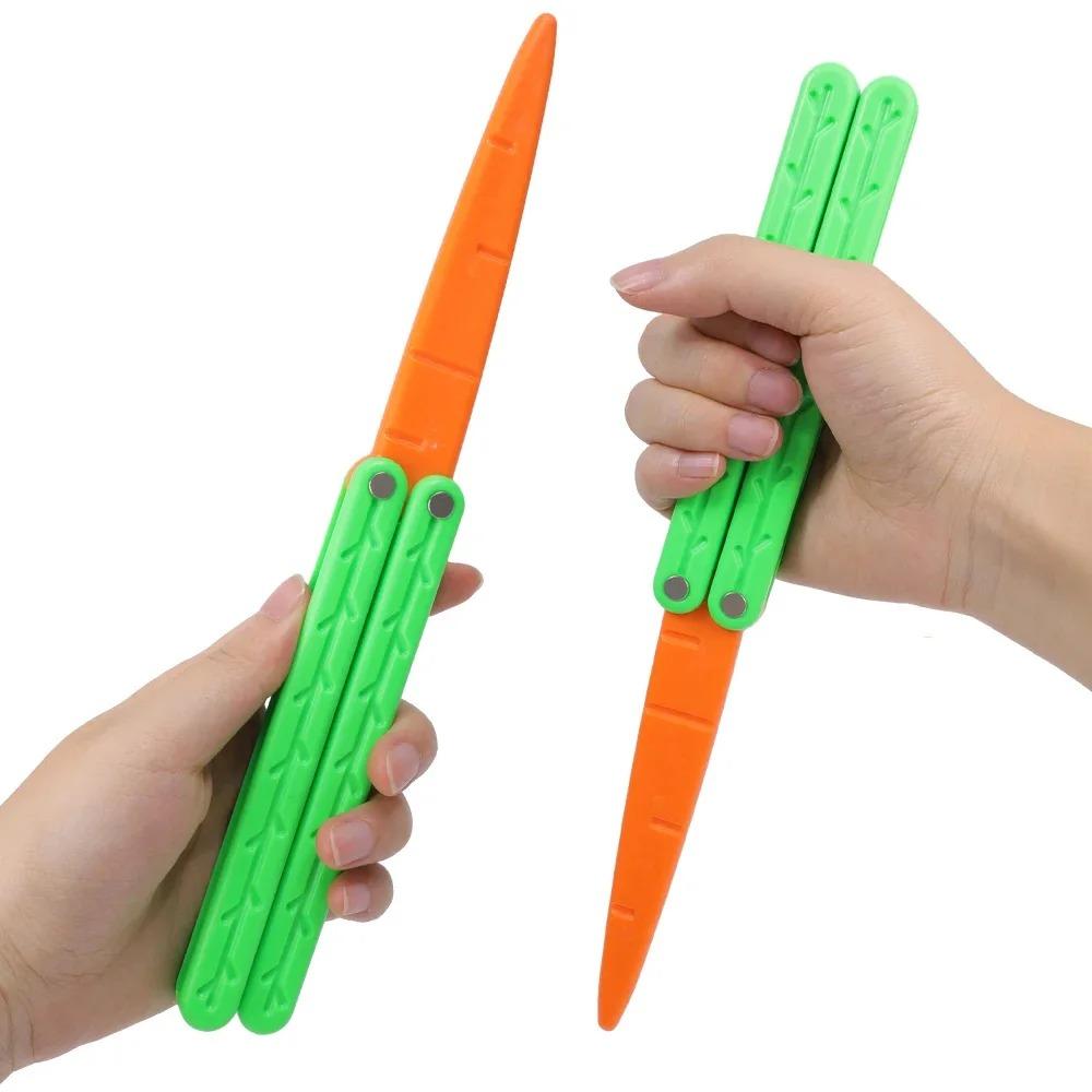 Plastic Carrot Fidget Toy, Novelty Flip Stress Relief Toy, 100% Plastic Safe Kids Play Gift, No Sharp Edge