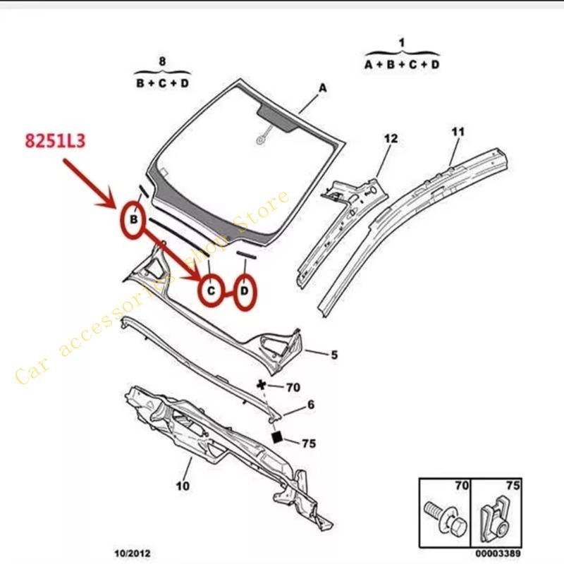8251L3 Car Windshield Molding Seal Weatherstrip Replacement Provides Better Sealing Noise Reduction For 307 308 408 C4