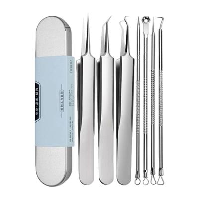 Ensemble d'extracteurs de points noirs en acier inoxydable professionnel de 7 pièces pour le nettoyage en profondeur des pores et les soins de la peau