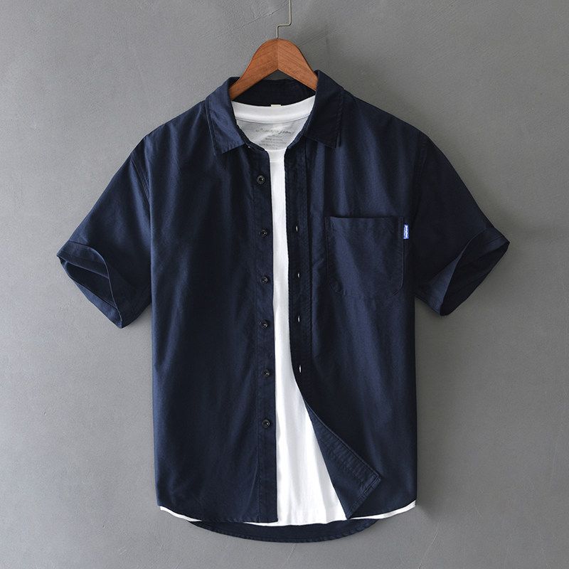 Summer Oxford Short-Sleeved Casual Shirt for Men, Hong Kong Style, High-End Quality, Versatile, Loose Half-Sleeved Casual Shirt