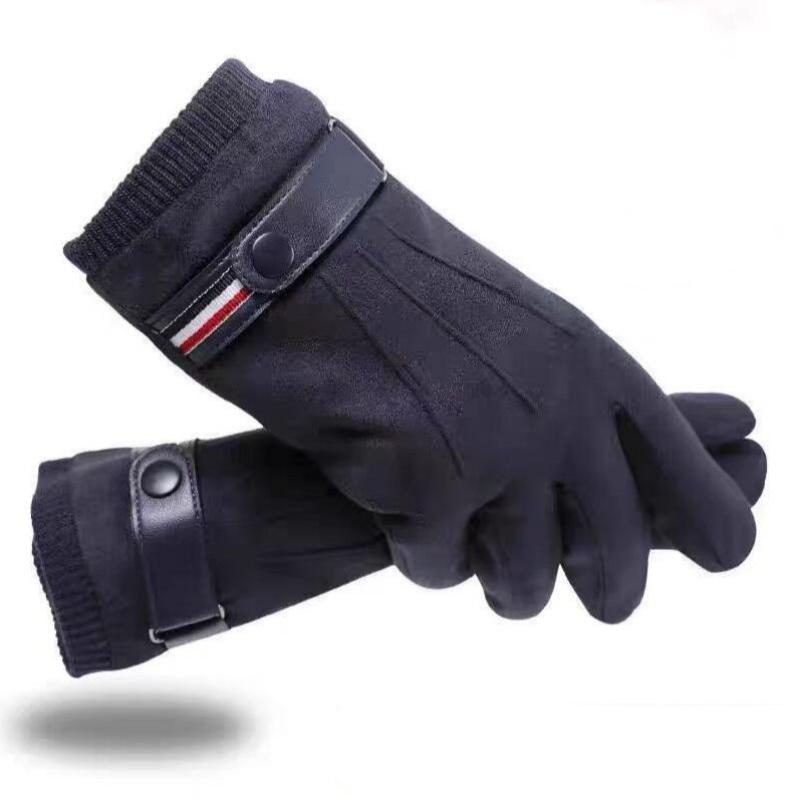 Gants d'hiver en daim polaire chaud pour homme, gants chauds à doigts, pour l'extérieur, épaissis, avec boucle pour la conduite, ski, homme, moufles tactiles