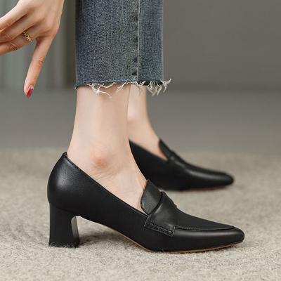 Damskie buty Koturny Kwadratowe Obcasy Czółenka Damskie Miękka Skóra Designerskie Buty dla Kobiet Lekkie Wygodne Mokasyny Buty Biurowe Muły