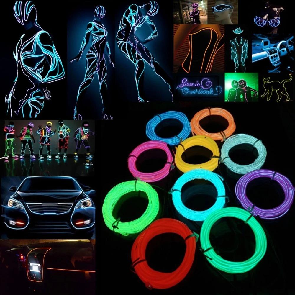 WAK1 1M/3M/5M/10M Flexible Neon Light EL Wire Led Neon Dance Party Atmosphere Decor Lamp RopeTube Waterproof Multicolor Led Strip