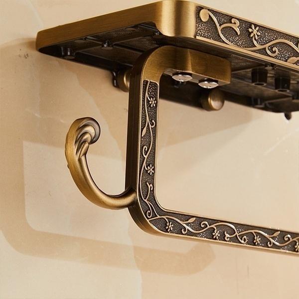 Fashion Wall Mounted Toilet Paper Holder Vintage Zinc Alloy Tissue Box Roll Paper Holders Stand Mobile Phone Shelf Home Decor