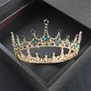 Baroque Vintage Royal Queen King Round Crystal Wedding Crown Bridal Tiaras and Crowns Diadem Bride Hair Jewelry Accessories