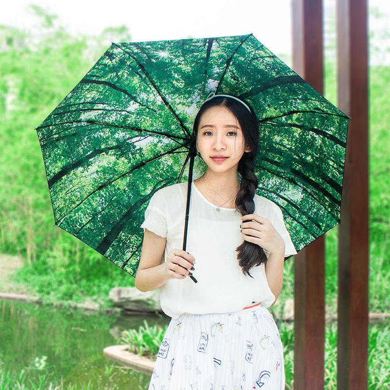 Tianqi Compact Three-Fold Sunshade Umbrella with Black Coating for Sun Protection and Rain-Resistance.