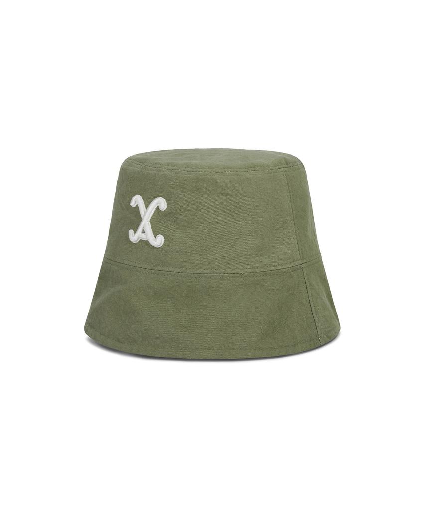 Bajal Va Curved 3D Logo Drop Bucket Hat Khaki
