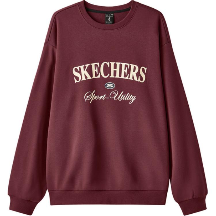 Skechers Sports Alliance Series Comfortable Loose Fit Crew Neck Sweatshirt Unisex Sweatshirt Truffle-Brown L424U010-00V0 L