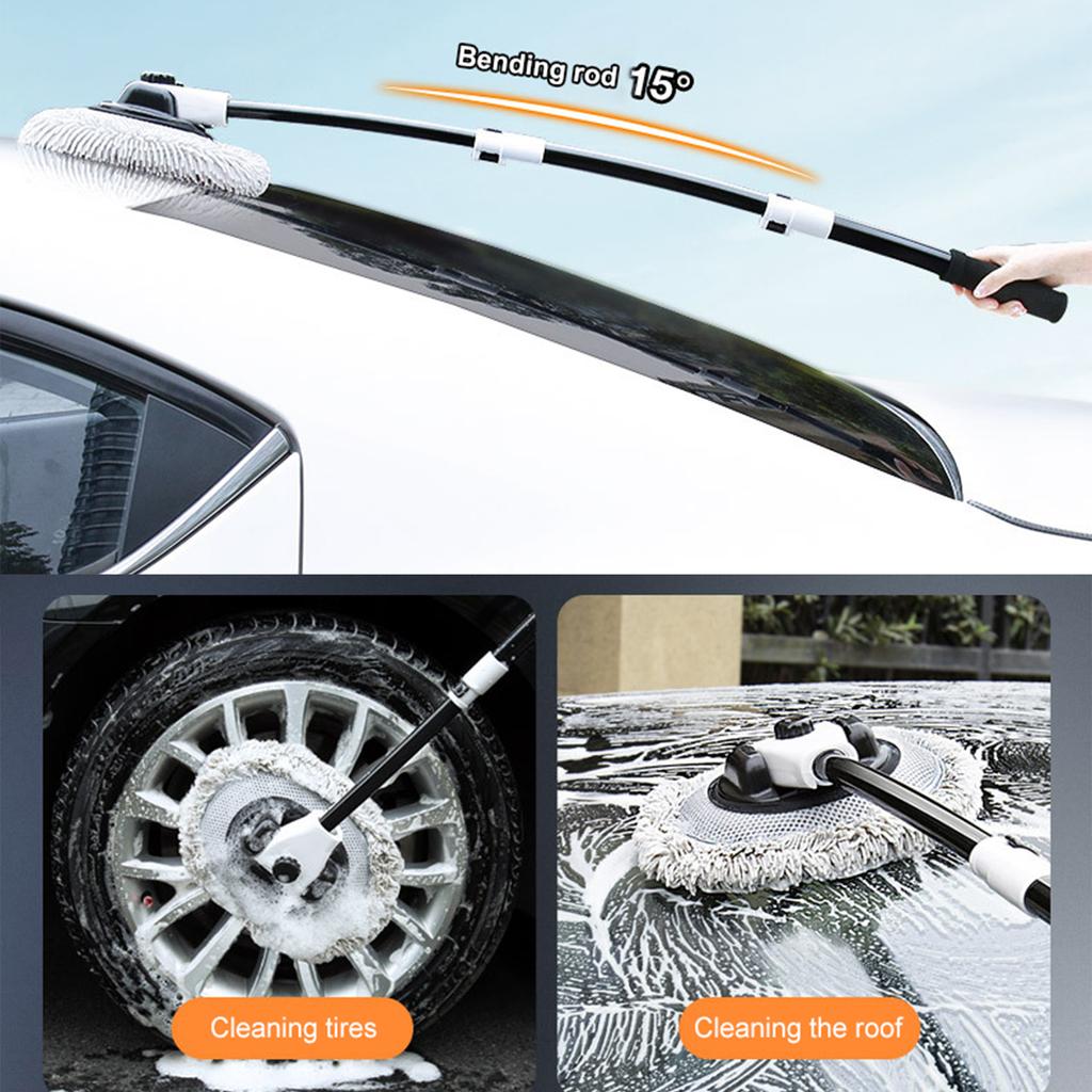 Щетка для мытья автомобиля из микрофибры шенилла, 3-секционная, изогнутая, телескопическая, для чистки дверей, подоконников, ветровых стекол, мытья грузовиков