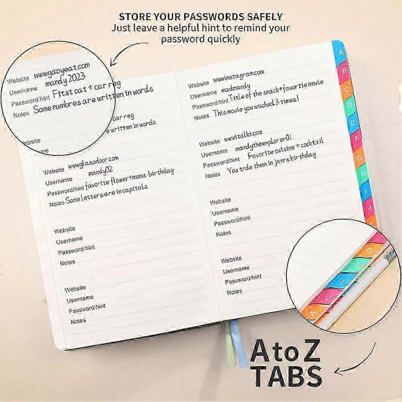 Password Keeper Book with Alphabetical Tabs for Seniors, Password Notebook for Internet Website Address Log in Detail,B