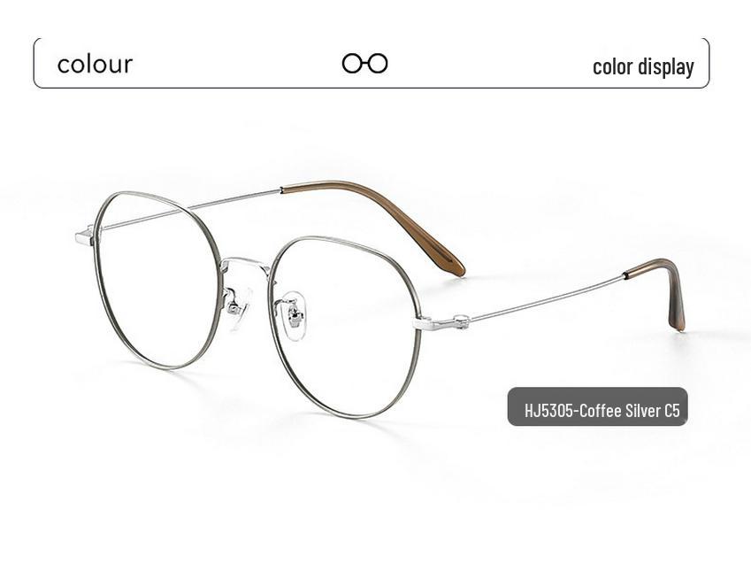Korean Style Large Frame Glasses for Women: Slimming Oval Silver Frame Eyewear for Round or Square Faces, Model 5305