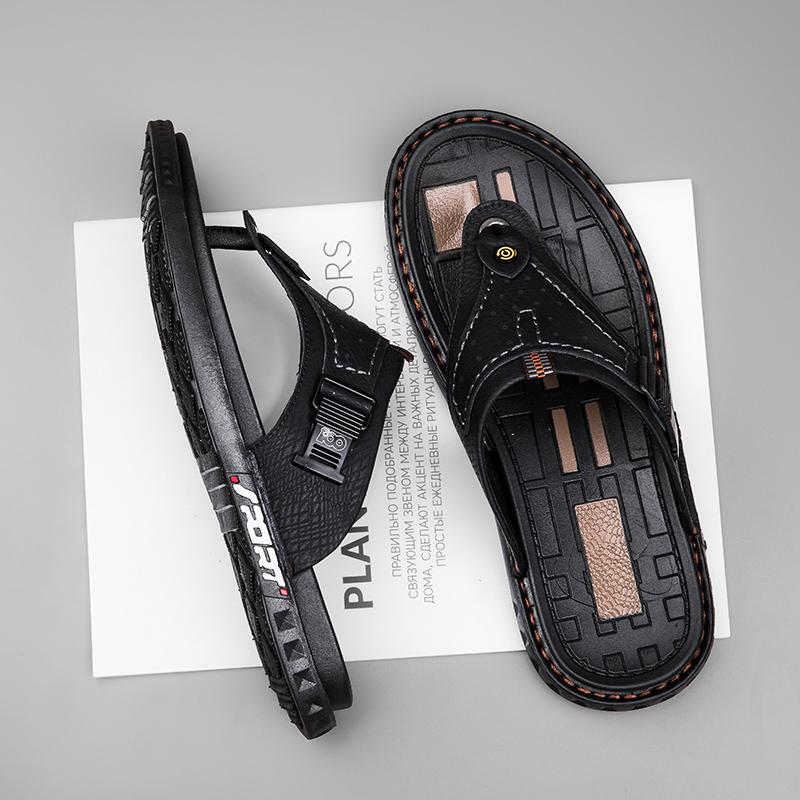 Letní kožené pánské žabky Outside Pánské pantofle Velikost 38-45