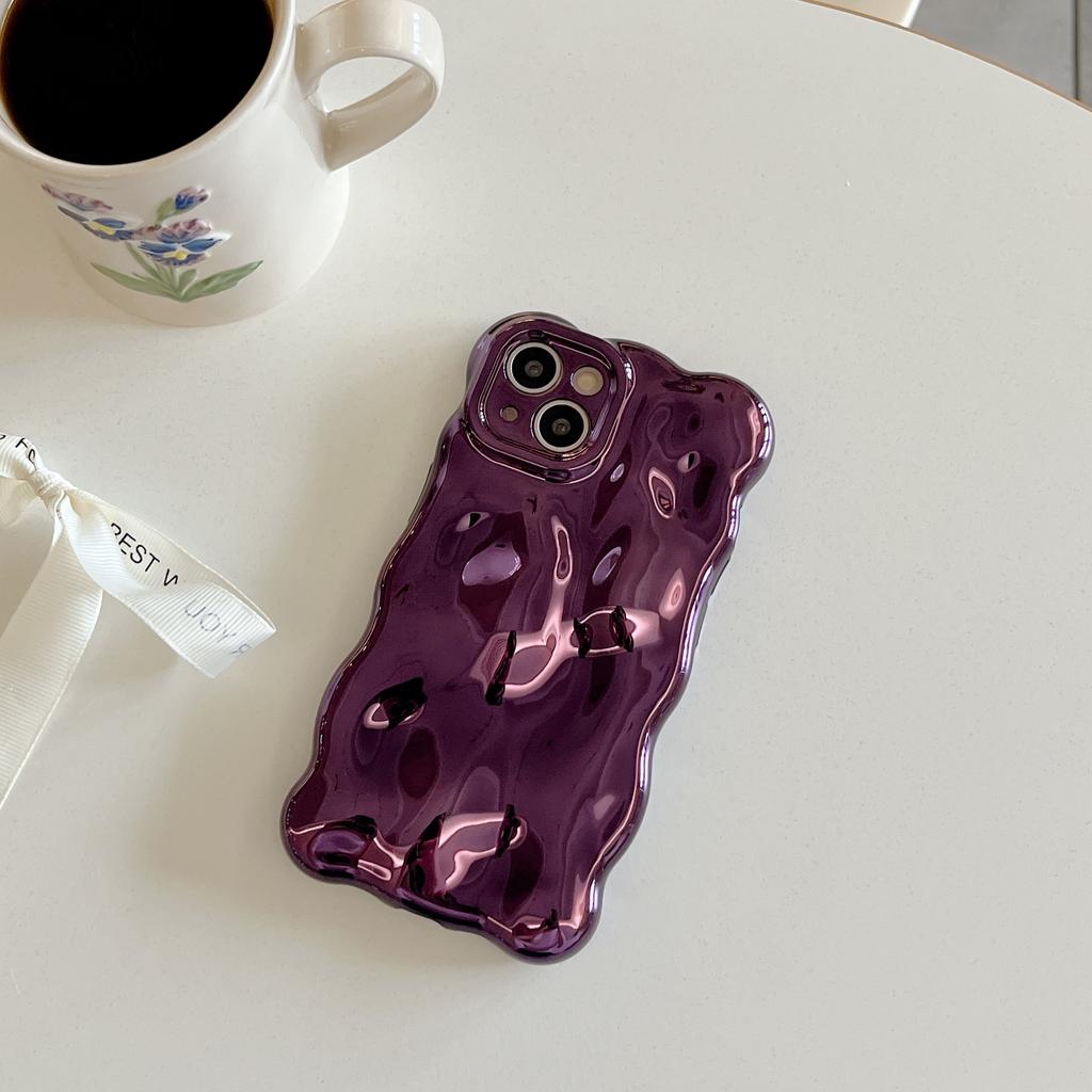 Stylische einfarbige stereoskopische Wellen-Knitter-Blasen-Handyhülle für iPhone 17 16 15 14 13 12 11 Pro Max Plus 17 Air