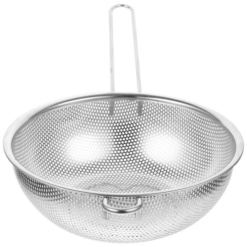Stainless Steel Colander Basket Kitchen Strainer Mesh Filter Bowl Rice Washer Vegetable Drain Spoon Fruit Sieve Pasta Container