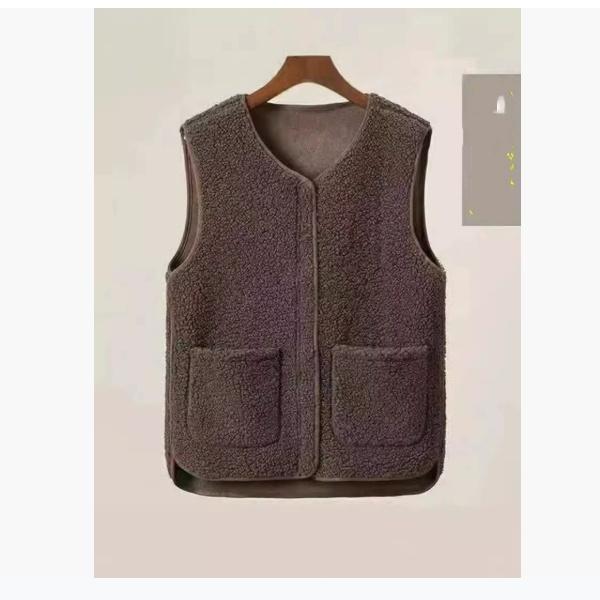 Kailiu integruota granuliuota vilnos liemenė moteriška vakarietiško stiliaus rudens ir žiemos mada granuliuota vilnos liemenė viršutinis drabužis liemenė viršutinis