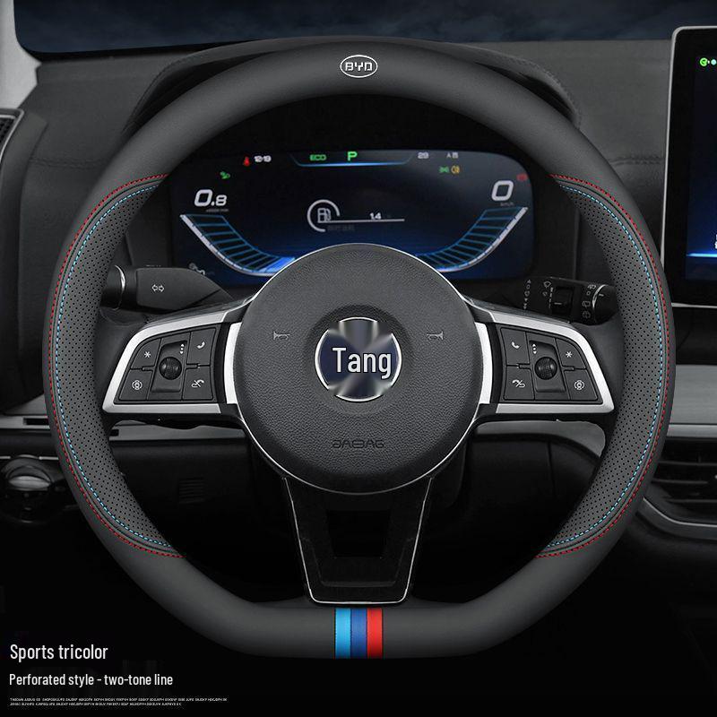 BYD Song Pro Genuine Leather Steering Wheel Cover for All Seasons - Ultra-Thin for Han, Tang, Qin, Song MAX, Yuan & E2F3 Models