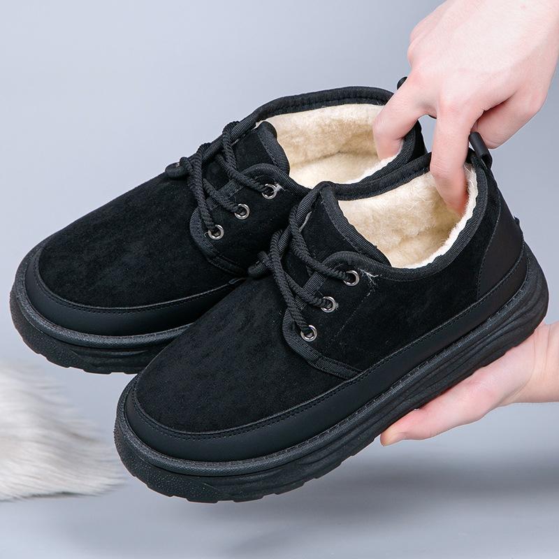 

Зимние теплые ботинки для снега для мужчин, легкие ботинки для ходьбы из искусственной замши на шнуровке, мужские теплые удобные нескользящие короткие ботинки с подкладкой из искусственного меха 44
