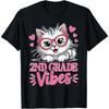 Fofa Vibes de 2º Ano Gato Gatinho Amor Volta às Aulas Meninas Camiseta(1)