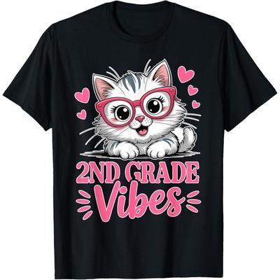Mignon Chaton Amour Ambiance 2ème Année Retour à l'École Filles T-Shirt(1)