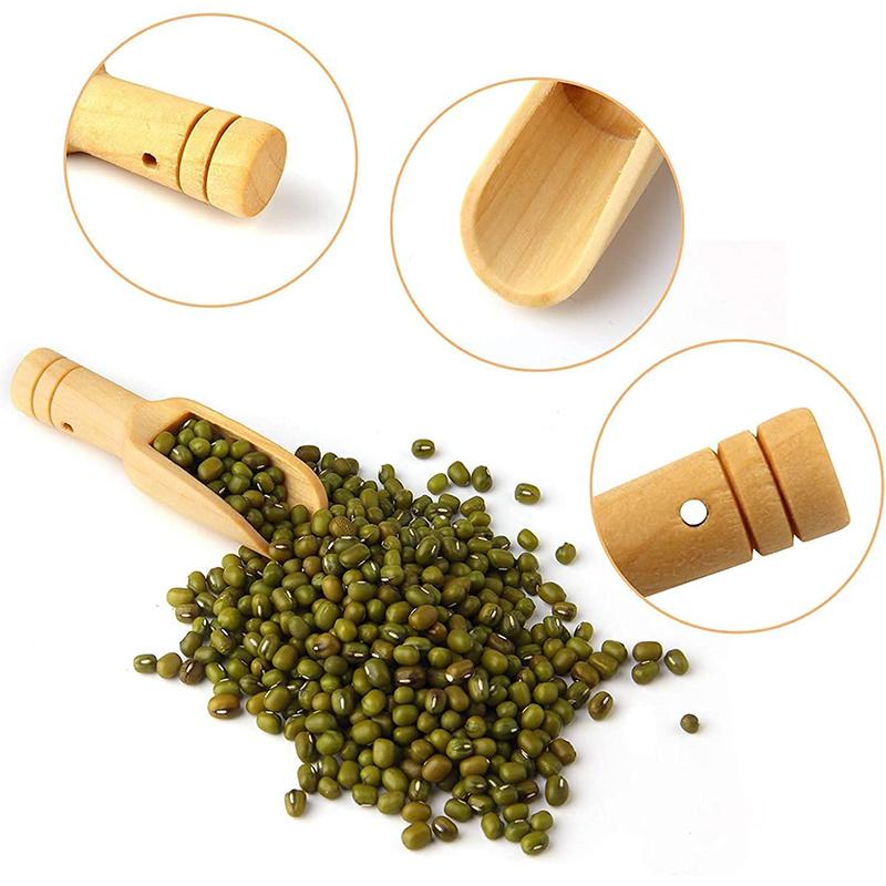 LMETJMA 2 Pezzi Mini Cucchiaini di Legno Paletta Piccola per Sali da Bagno Paletta in Legno di Faggio Naturale Piccoli Cucchiaini per Spezie Per Zuccheri Scrub Cereali JT557