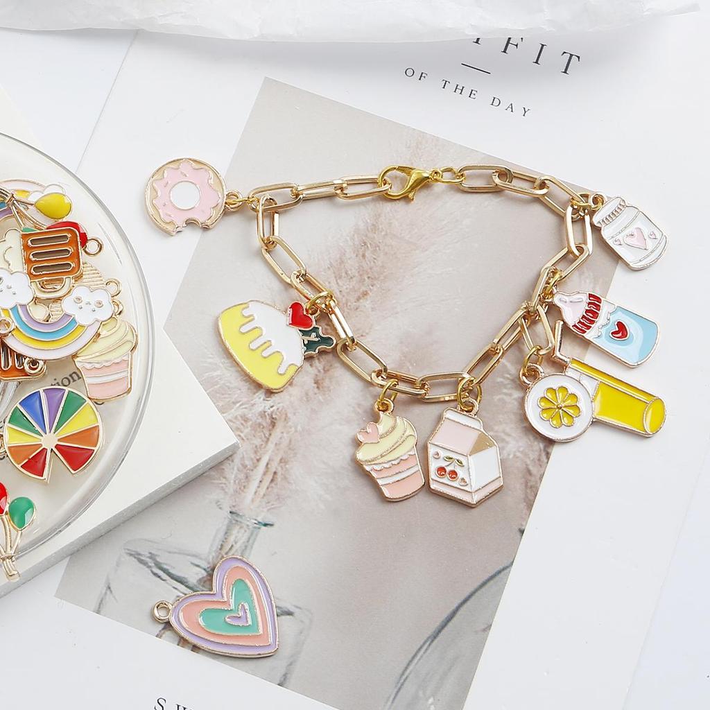 4Pcs Multiple Styles Alloy Metal Drop Oil Colorful Accessories For Jewelry Component Making DIY Necklace Bracelet Earring