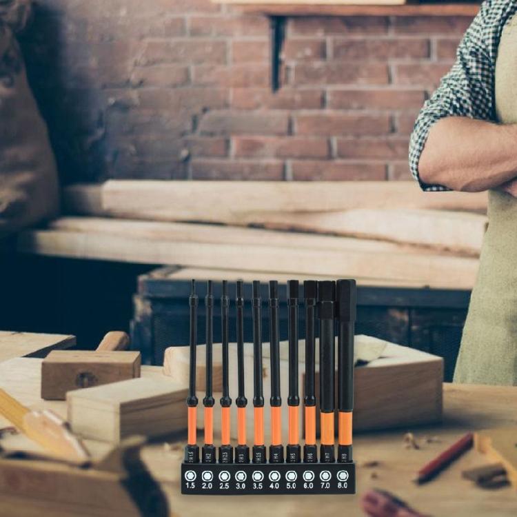 10Pcs Wrench Drill Bit Set Impacts Hex Head Screwdriver Bit Set 1/4inch Hex Shank Hex Bit Screwdriver Bit Tool