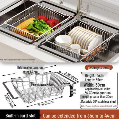 TLXT Extendable Stainless Steel Sink Draining Basket