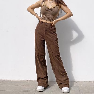 Corduroy Baggy Joggers Women Vintage Wide Leg Pants Brown Low Waist E Girl 90s Aesthetic Trousers Female Sweatpants