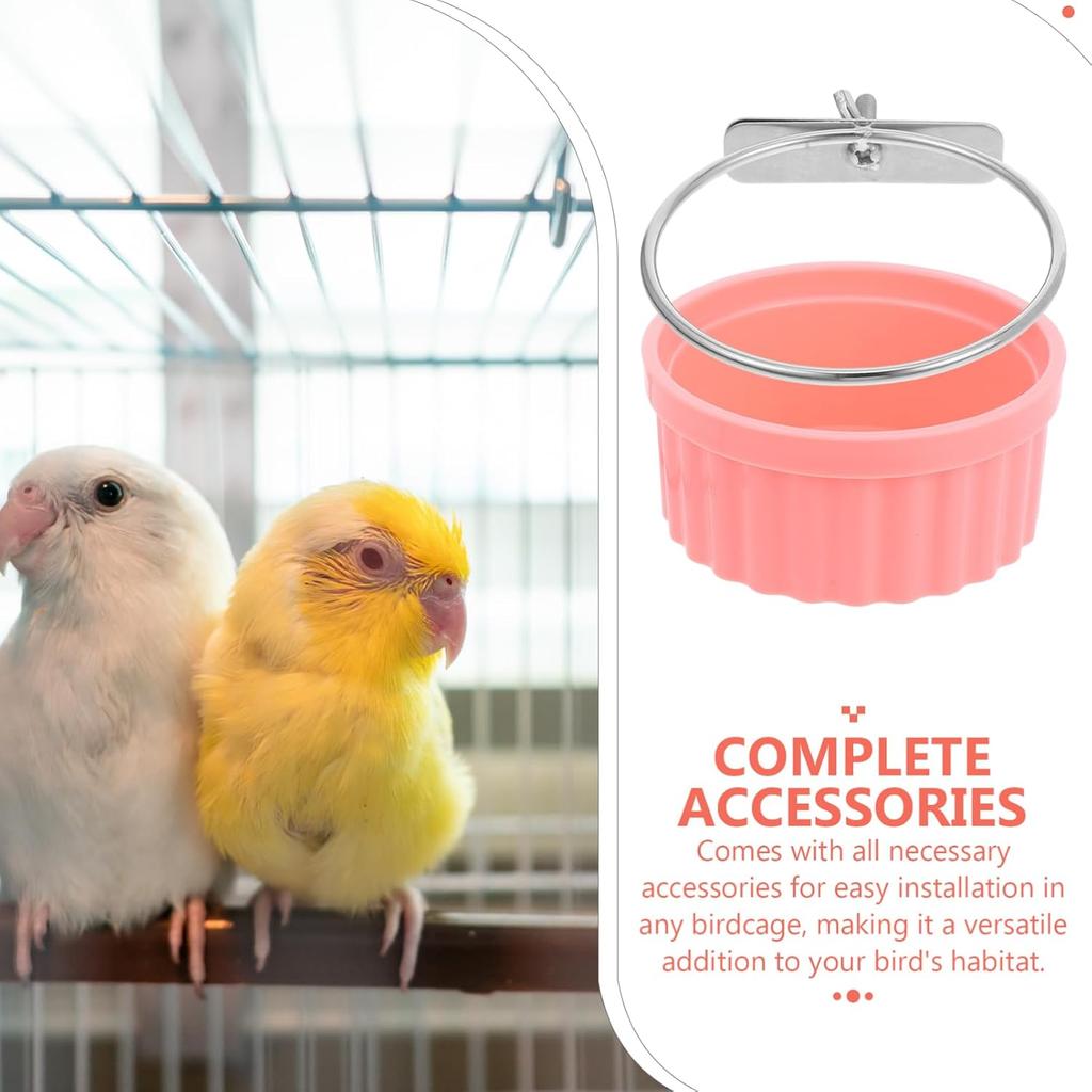BESPORTBLE Bird Feeder Bowl Set Stainless Steel for Parrots Cats Dogs Small Pet Feeding Slip Pink