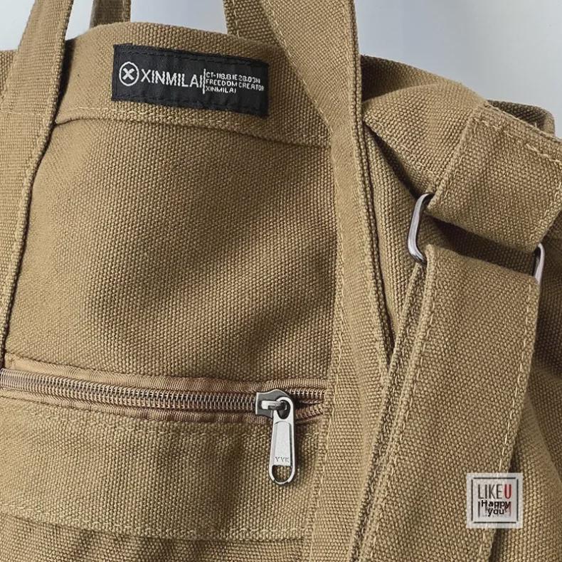 Japanese Commuter Canvas Messenger Bag - Unisex Handmade Thickened Cotton Handbag