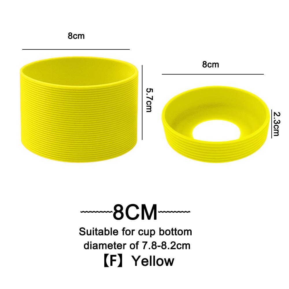 2Pc/Set 8cm 15 Colour Threaded Soft Silicone Cup Sleeve And Bottom Suit Heat Insulated Anti Slip Good Toughnes Odorless Elastic