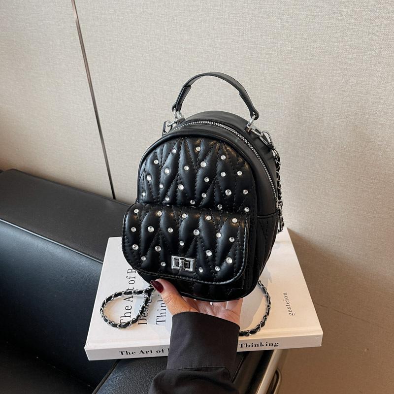 

Рюкзак-цепочка ромбовидной формы, женский, модный, нишевый дизайн, мини-школьный рюкзак, уличный тренд, дорожный рюкзак чёрный