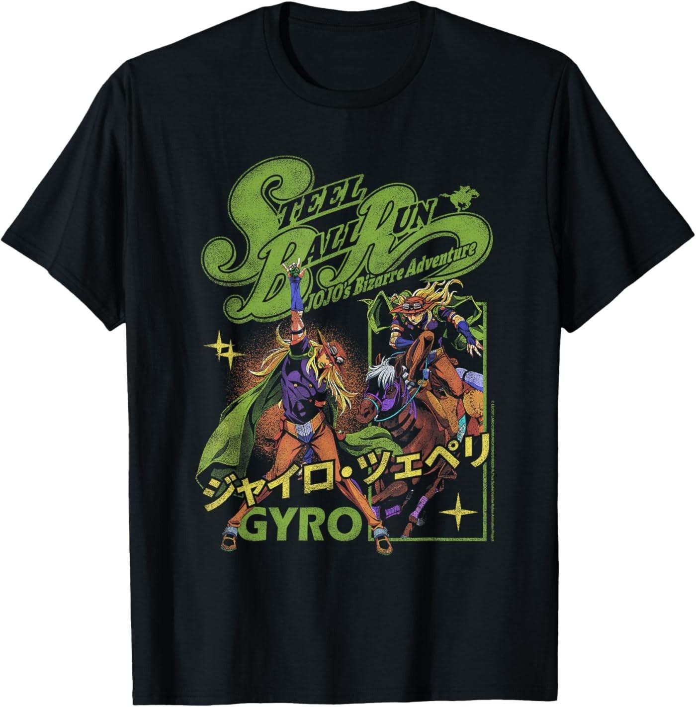 Steel Ball Run Gyro Distressed Kanji Collage Anime T-Shirt S разноцветный