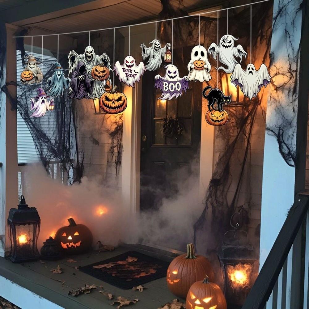 Cute Halloween Paper Hanging Ornament Cat Pumpkin Pendant Creative Ghost Ornament Yard Decor