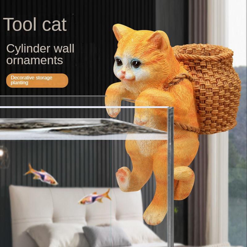 

Аквариум Пейзаж Кошка Рюкзак Цилиндр Боковые подвесные украшения Аквариумный стол Креативные милые украшения Полный набор пейзажей