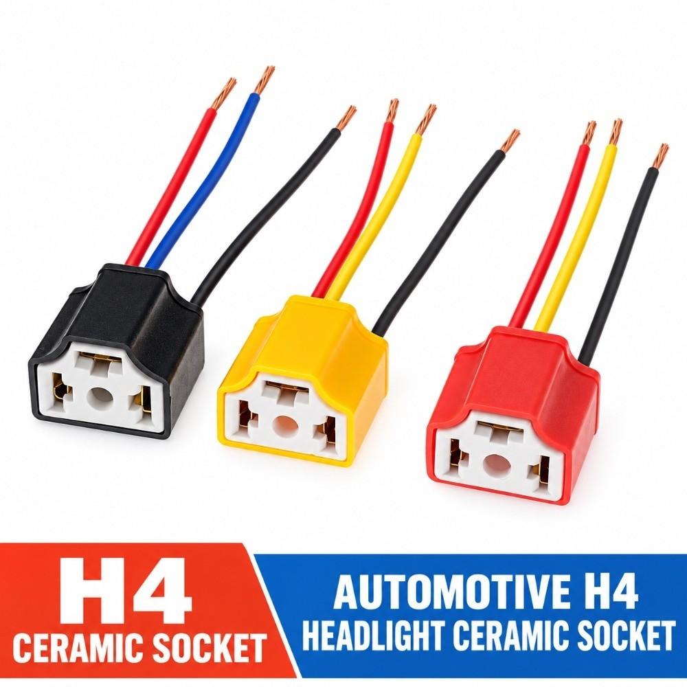 2Pcs Ceramic Ceramic Harness Plug Female Connector H4 Bulb Socket  Auto Headlight